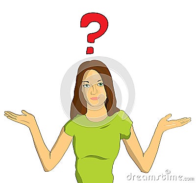 Confused woman Cartoon Illustration