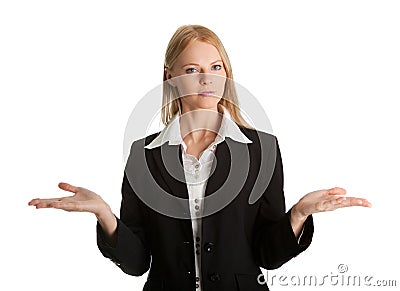 Confused young business woman Stock Photo