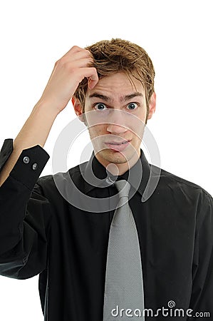 Confused Young Businessman Stock Photo