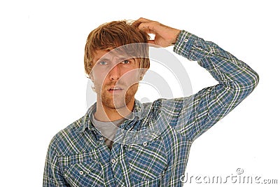 Confused young man Stock Photo