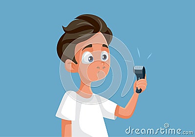 Teen Boy Holding an Electric Razor Vector Illustration Vector Illustration