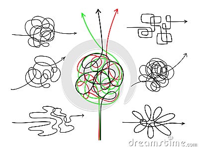 Confusing difficult arrows Vector Illustration