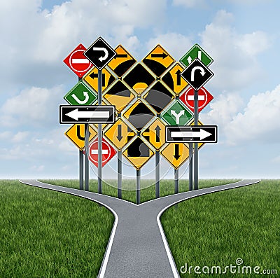 Confusing Direction Decision Stock Photo