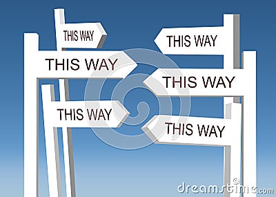 Confusing directional road signs Stock Photo