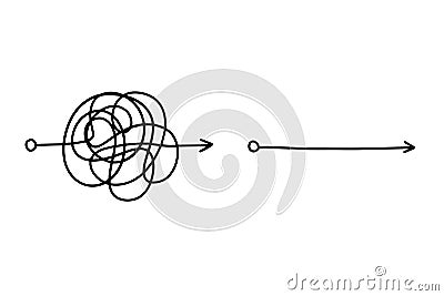 Messy line like hard and easy way. Confusion clarity or path doodle vector idea concept. simplifying the complex. Vector Illustration