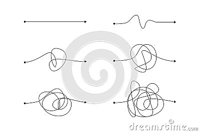 Confusion clarity path doodle vector idea concept. complex. messy line like hard easy way. Vector Illustration