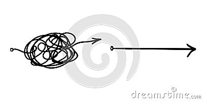 Confusion clarity or path vector idea concept. Simplifying the complex. messy line like hard and easy way. Doodle vector Vector Illustration