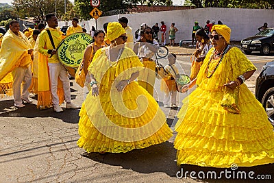 Congadas, an Afro-Brazilian cultural and religious manifestation. Editorial Stock Photo