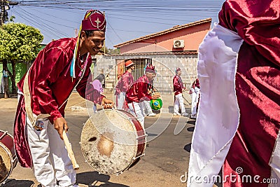 Congadas, a typical Brazilian religious and folk festival. Editorial Stock Photo