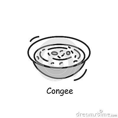 Congee icon. Traditional Chinese breakfast rice bowl simple vector illustration Vector Illustration