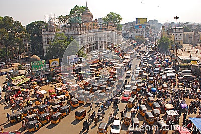 Congested Traffic, Busy & Overcrowded Road with Public Transport Editorial Stock Photo