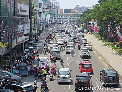 Congested traffic in Jakarta. Editorial Stock Photo