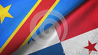 Congo Democratic Republic and Panama two flags textile cloth, fabric texture Stock Photo
