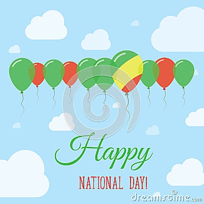 Congo National Day Flat Patriotic Poster. Vector Illustration
