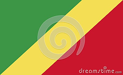 Congo national flag in exact proportions - Vector Cartoon Illustration