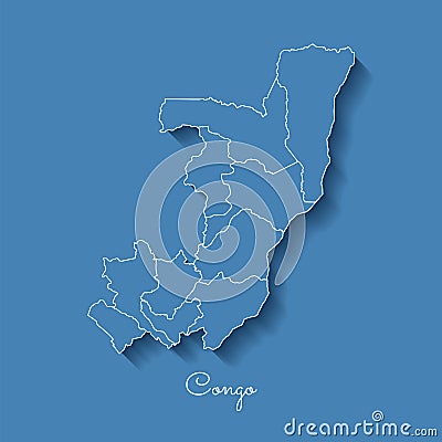 Congo region map: blue with white outline and. Vector Illustration