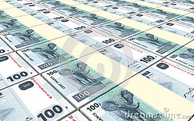 Congolese francs bills stacked background. Stock Photo