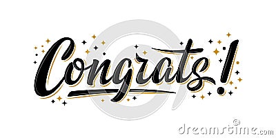 `Congrats!` bulk lettering greeting sign. Vector Illustration