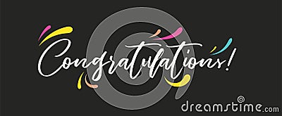 Congrats, Congratulations banner. Handwritten modern brush lettering dark background isolated vector Vector Illustration