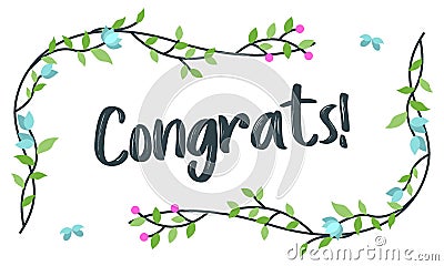 Congrats, Congratulations Typography With Floral frame, vector for greeting Stock Photo