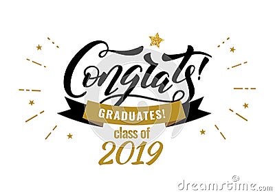 Congrats Graduates class of 2019 graduation congratulation party Vector Illustration