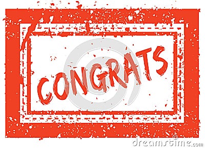 CONGRATS on orange square frame rubber stamp with grunge texture Stock Photo
