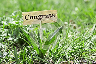 Congrats wooden sign Stock Photo