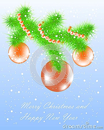 Congratulation card Merry Christmas and Happy New Year Vector Illustration