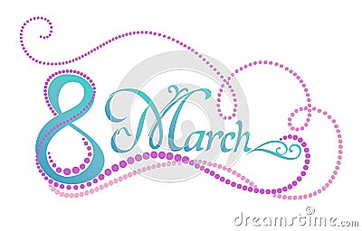 Congratulation lettering for the International Women`s Day on March 8 English Vector Illustration