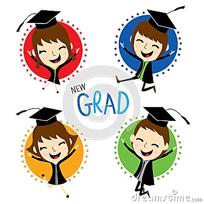 Congratulation New Graduate Cute Cartoon Vector Vector Illustration