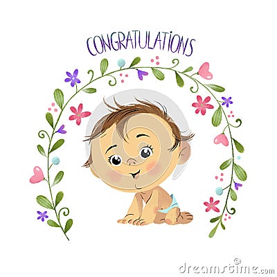 Congratulations with baby boy Stock Photo