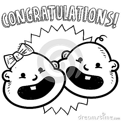 Congratulations baby sketch Vector Illustration