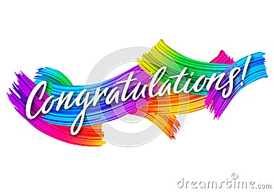 Congratulations Banner with Colorful Paint Brush Strokes. Congrats Vector Card. Congratulations Message for Achievement. Vector Illustration