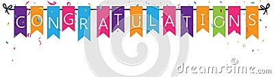 Congratulations with bunting flags Vector Illustration