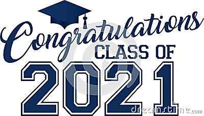 Congratulations Class of 2021 Blue Graphic Vector Illustration