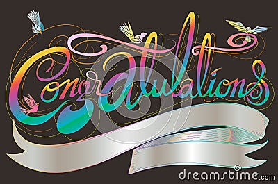 Congratulations classic font has birds design and copy space Vector Illustration