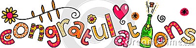 Congratulations Doodle Text Expression Vector Illustration