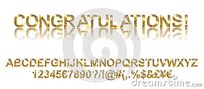 Congratulations. Gold alphabetic fonts Cartoon Illustration