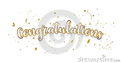 Congratulations Gold celebration background with confetti. Vector Illustration