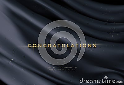 Congratulations golden award on black silk background. Graduate award. Award nomination background. Vector illustration Cartoon Illustration