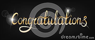 Congratulations golden text on black background Vector Illustration