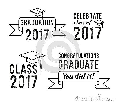 Congratulations graduate 2017, Graduation Set Vector Illustration