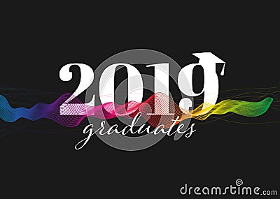 Congratulations graduates class of 2019. Creative party invitation, banner, poster, card. Background design with typography and Vector Illustration