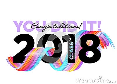 Congratulations Graduates Class of 2018 Vector Logo. Stock Photo