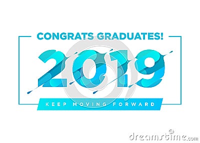 Congratulations Graduates Vector Logo. Graduation Background Template with Inspirational Quote. Greeting Banner for College Stock Photo