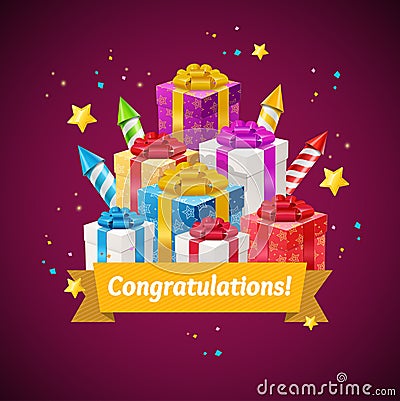 Congratulations Greeting Card Concept. Vector Vector Illustration