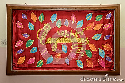 `Congratulations!` greeting sign. Congrats Graduated. stock illustration Stock Photo