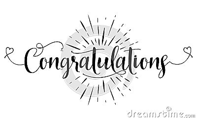 Congratulations - Hand lettering typography Vector Illustration