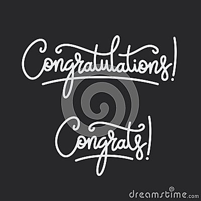 Congratulations. Hand lettering. Vector handwritten typography. Vector Illustration