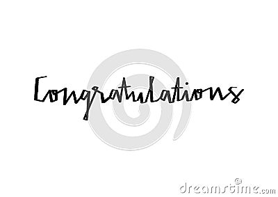 Congratulations hand lettering on white background Vector Illustration